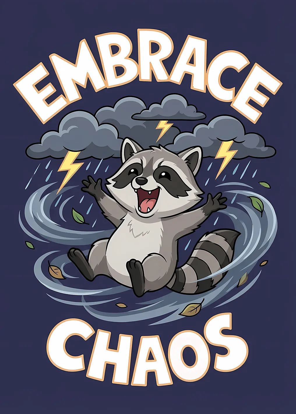 Embrace Chaos Raccoon Cartoon Illustration