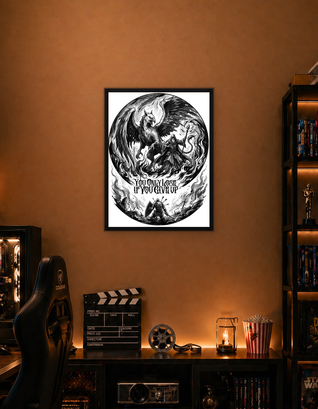 Griffin, Wizard, and Knight Illustration