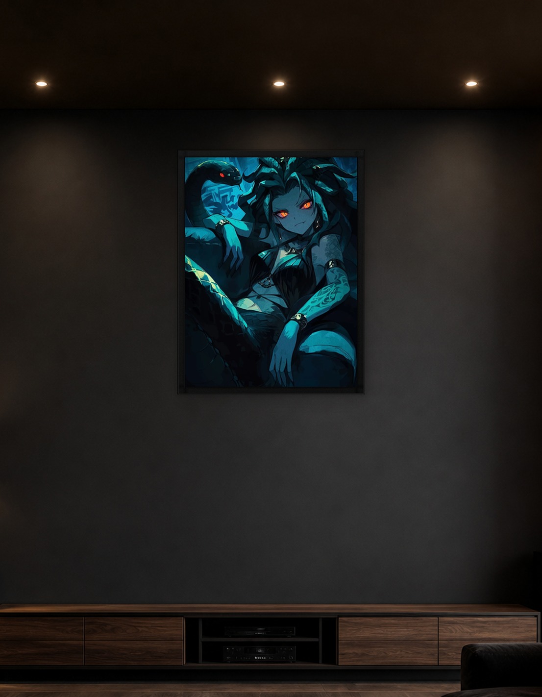 Medusa Illustration with Snakes and Turquoise