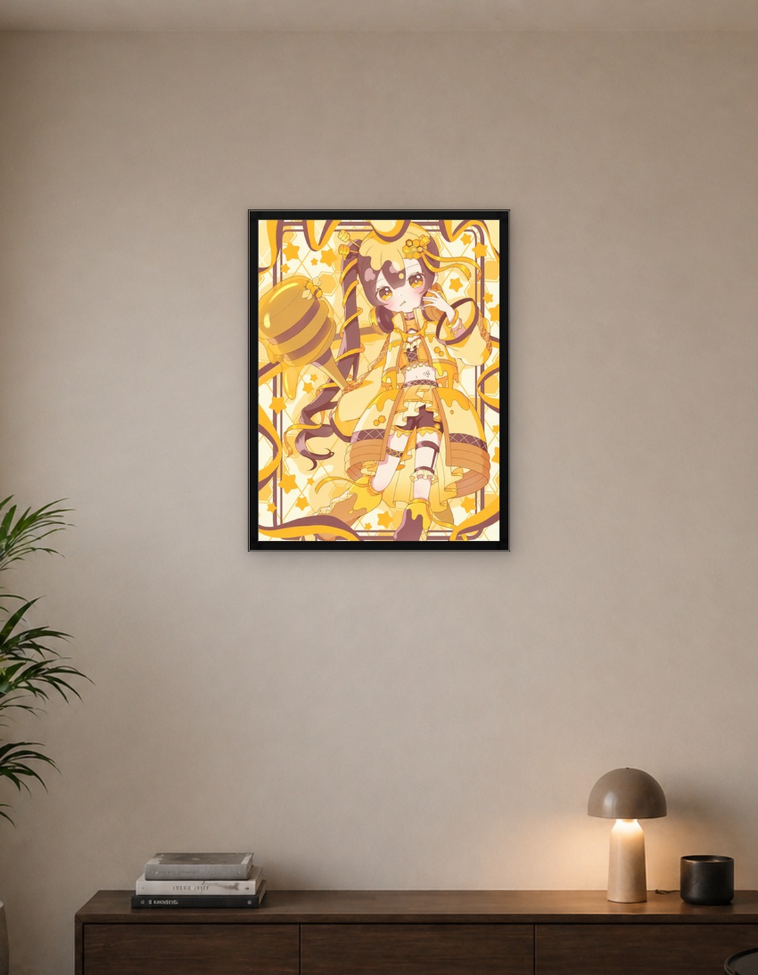 Honey-themed Anime Girl Illustration