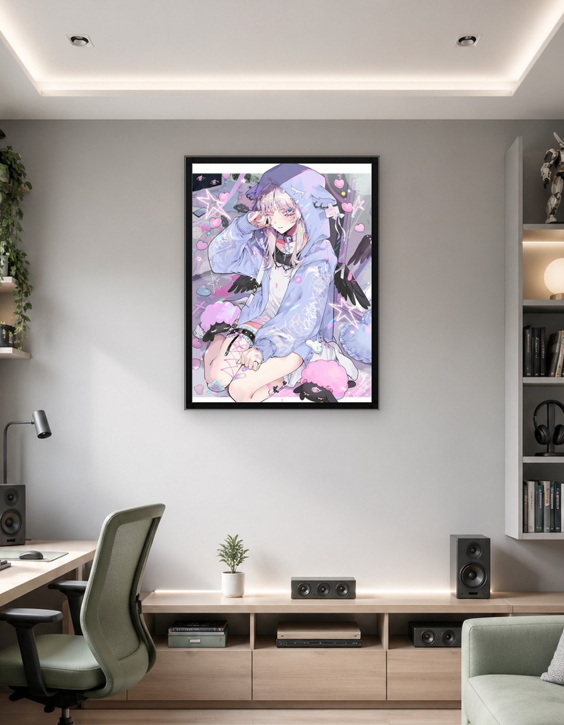 Pastel Goth Anime Girl Illustration