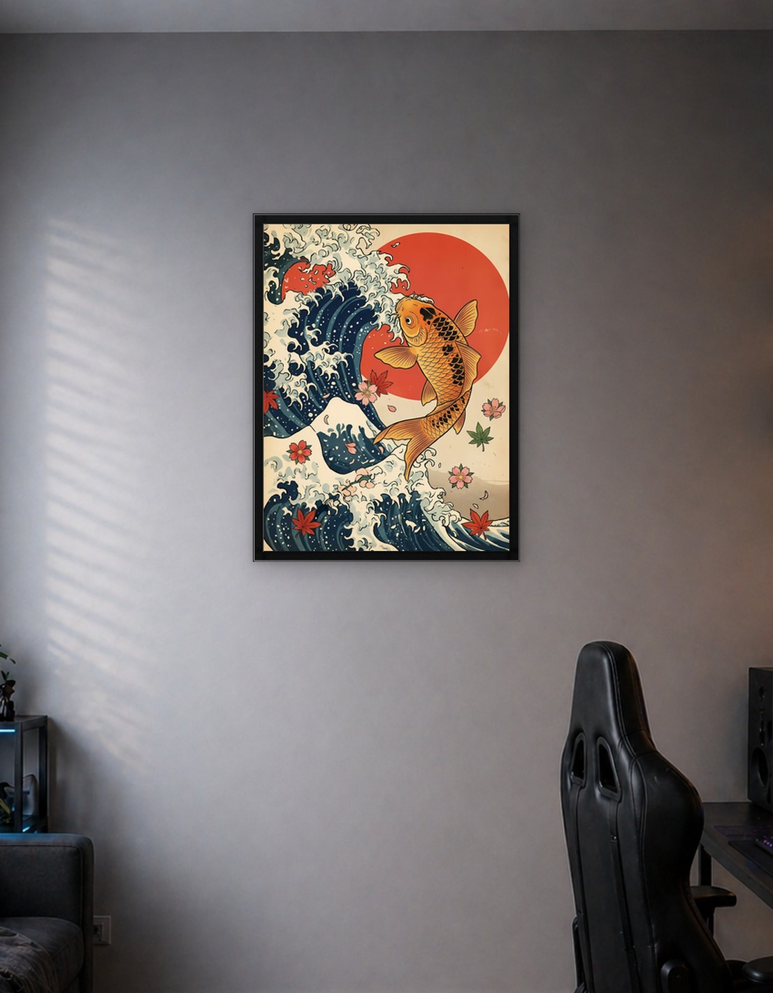 Koi Fish and Waves Illustration - 9404771