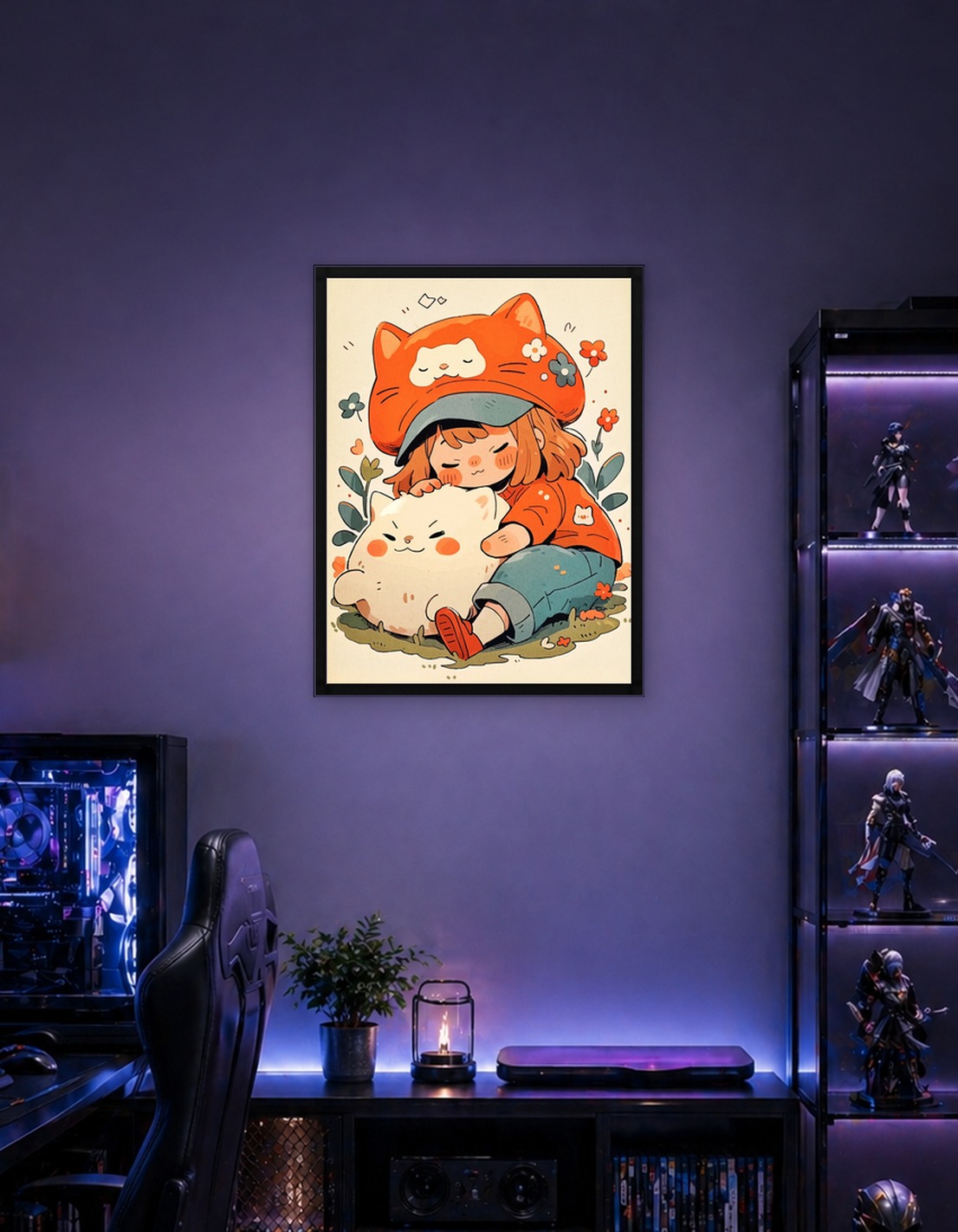 Girl and Cat Nap Illustration