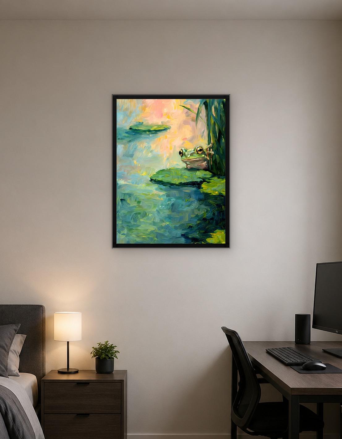 Frog on Lily Pad Painting