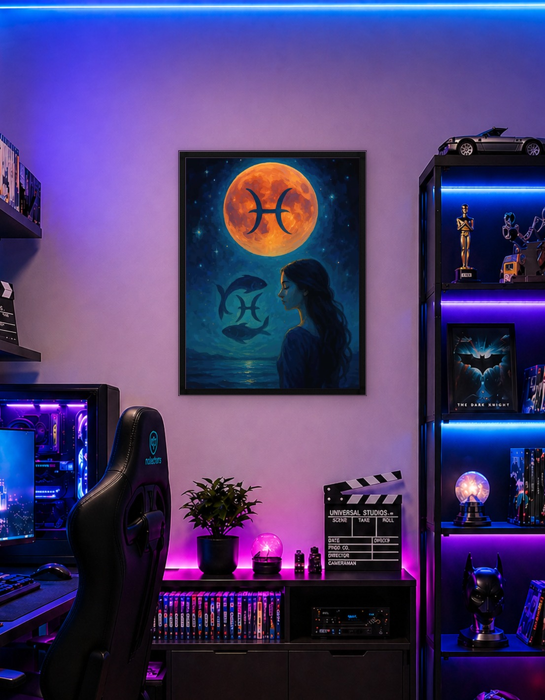 Pisces Zodiac Moon Painting