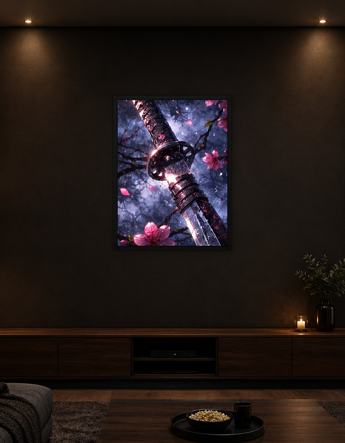 Katana in Cherry Blossom Rain