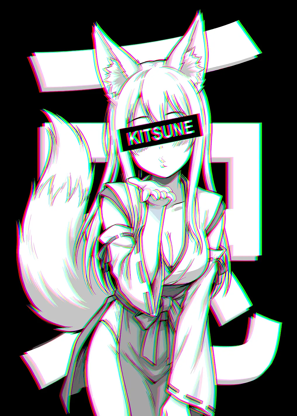 Kitsune Girl Anime Glitch