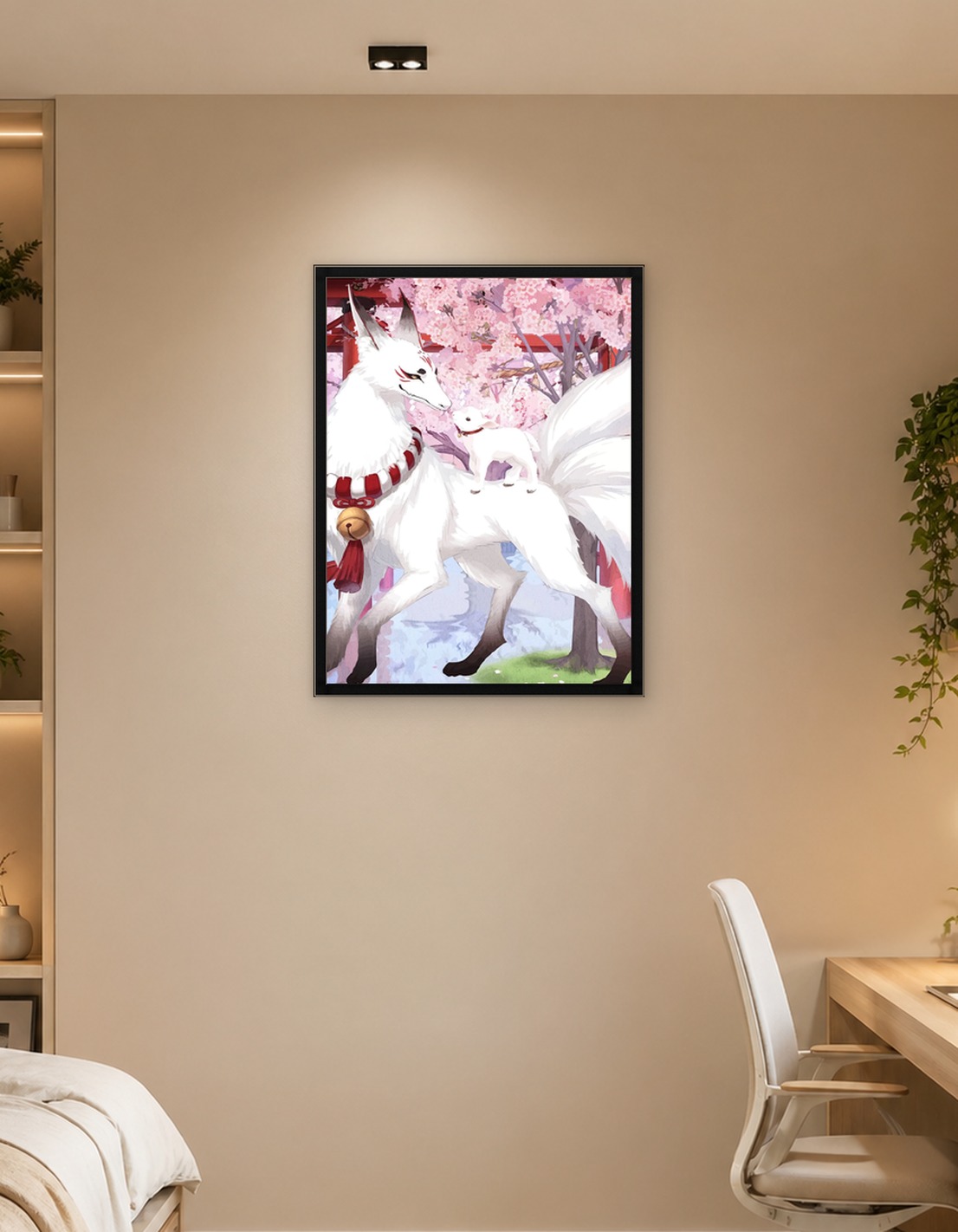 Kitsune and Lamb Under Cherry Blossoms