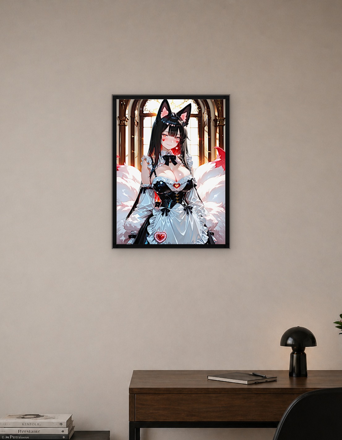 Kitsune Maid with Heart Motifs