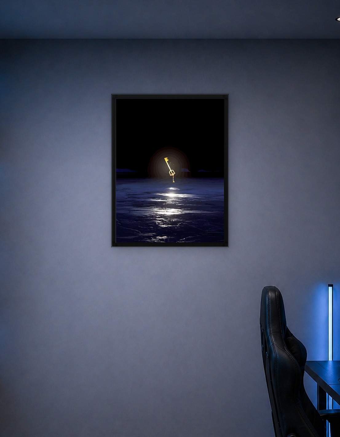 Keyblade over water at night