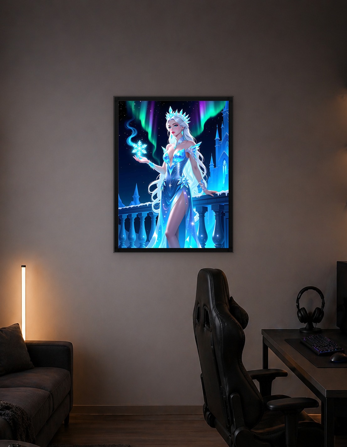 Ice Queen with Snowflake and Aurora