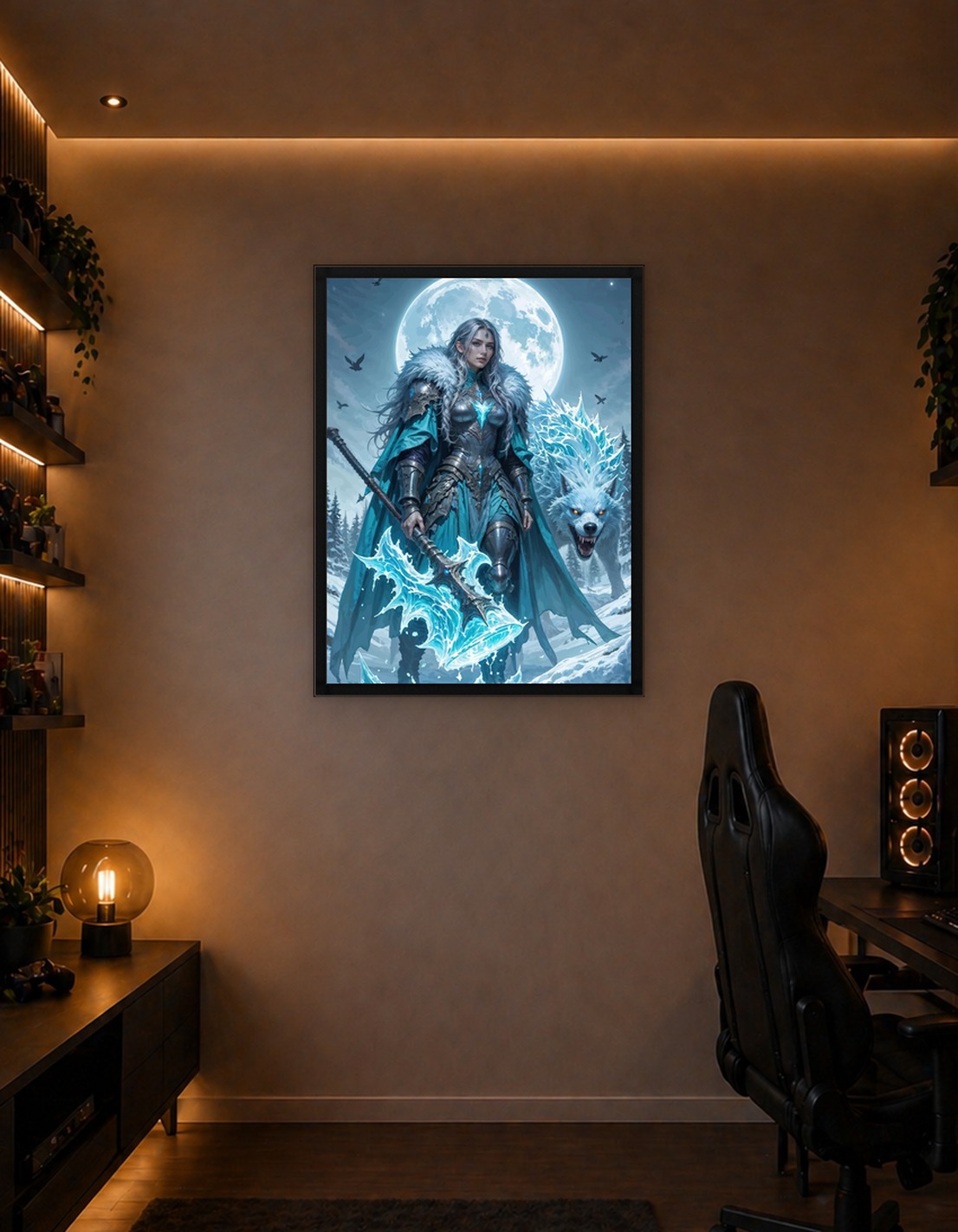 Ice Warrior with Wolf Companion
