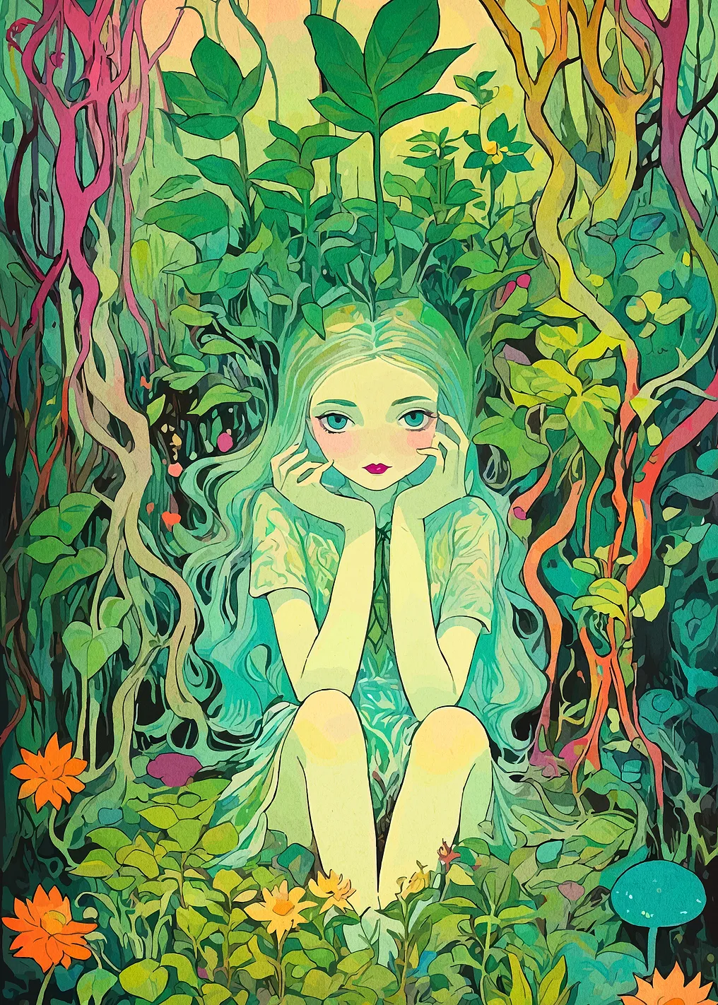 Forest Nymph in Verdant Setting