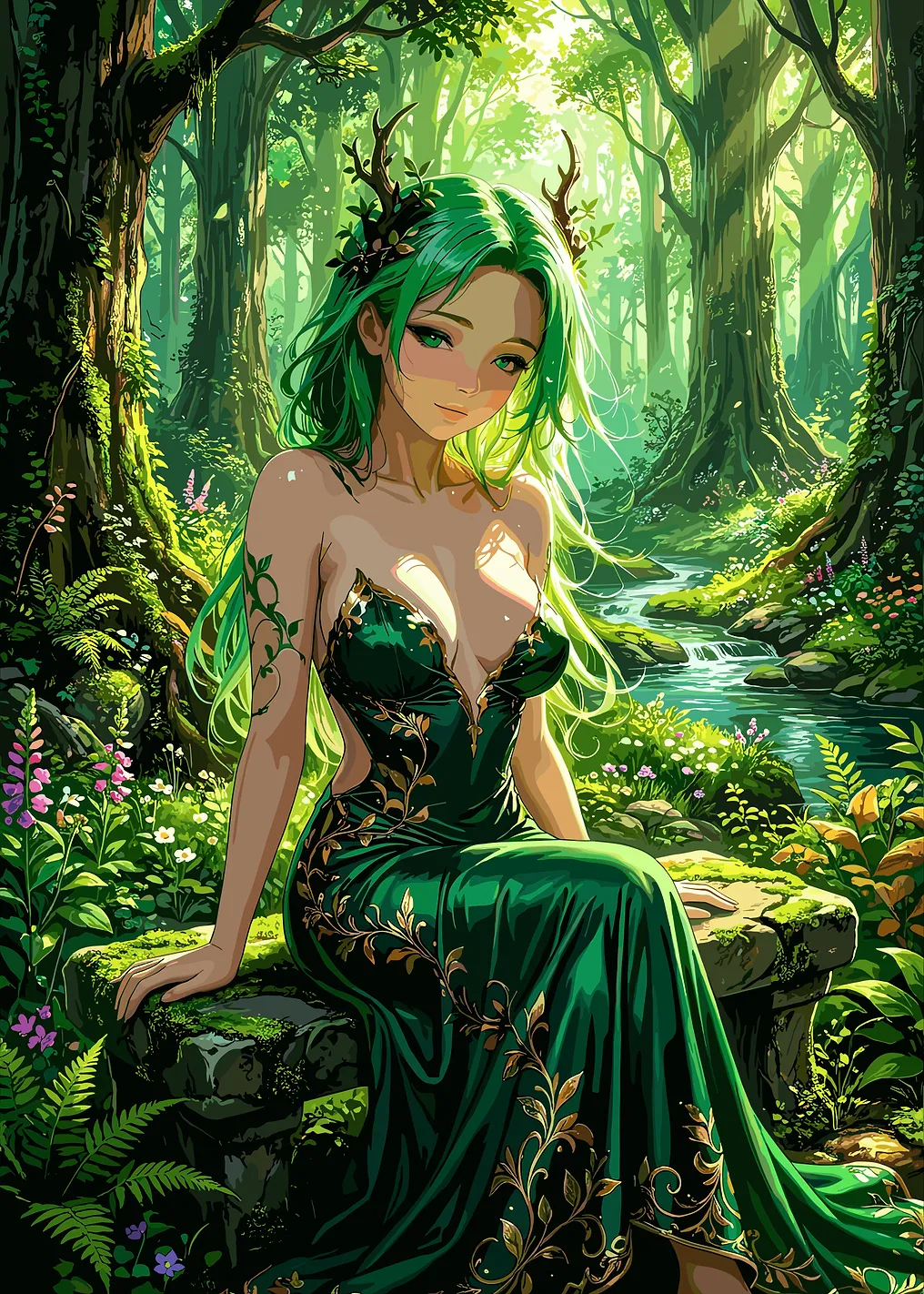 Forest Nymph in Green Dress