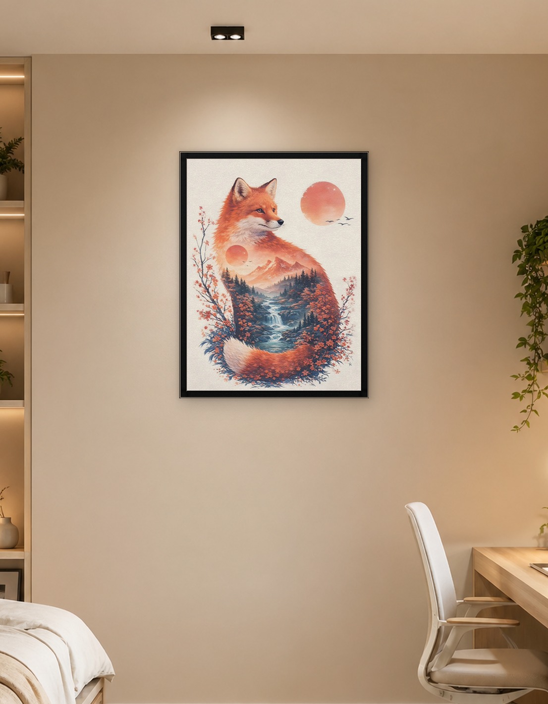 Fox with Landscape Double Exposure