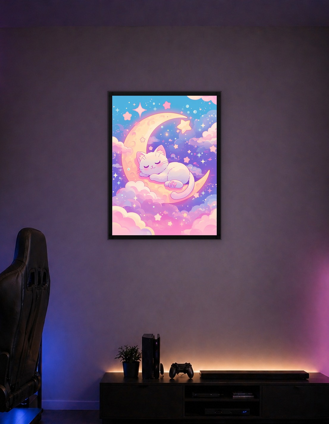 Moon And Sun: Cute Cat SUN Sleeping on Moon