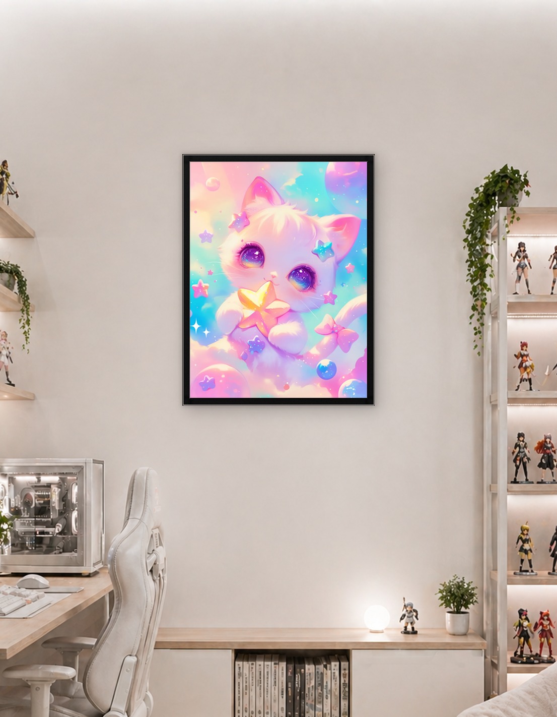 Moon And Sun: Cute Pastel Cat SUN with Star