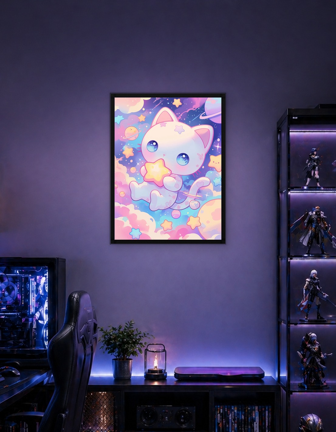 Moon And Sun: cute cat Sun in space with stars