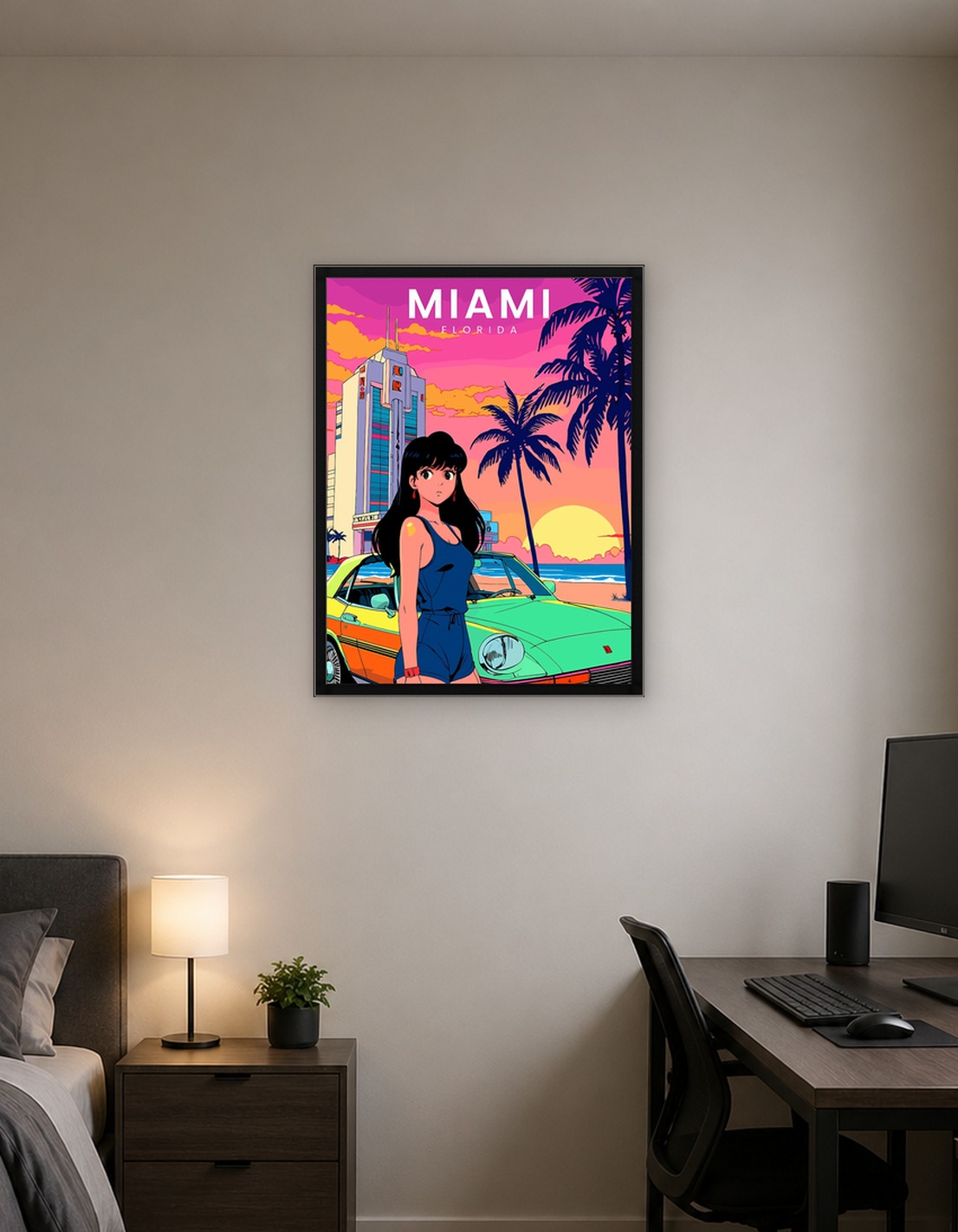 Miami Retro Anime Sunset