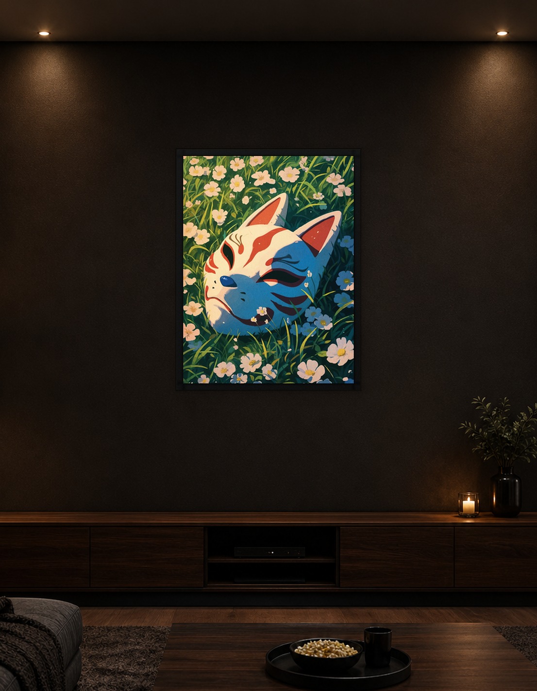 Kitsune Mask in a Field of Flowers