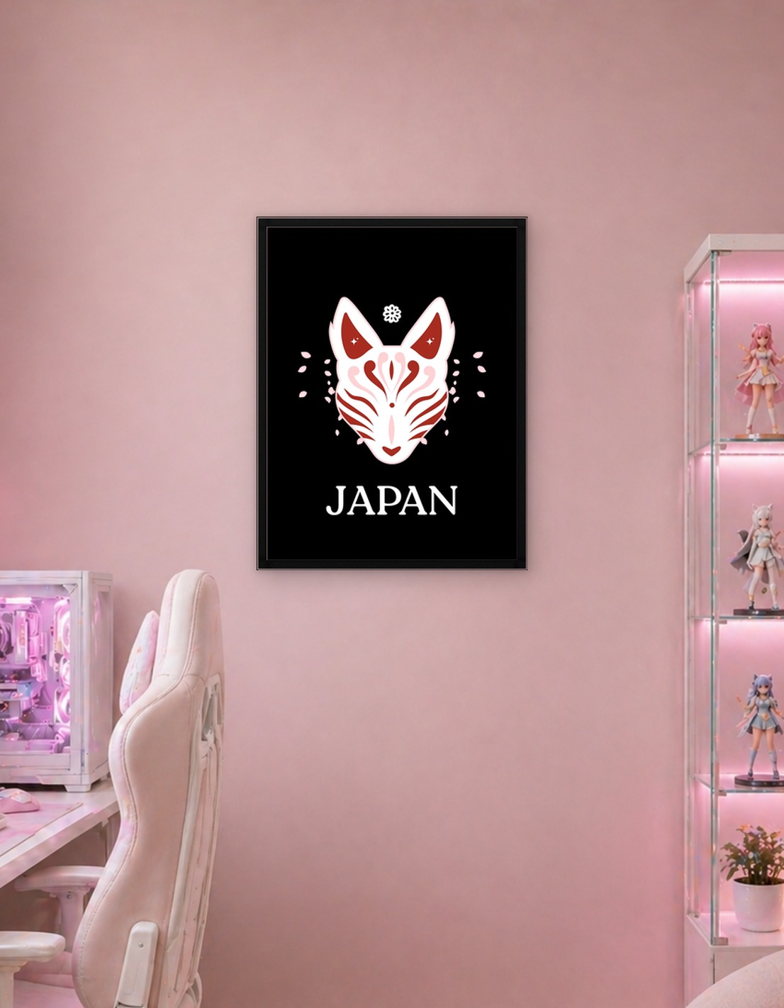Japanese Fox Mask with Cherry Blossoms