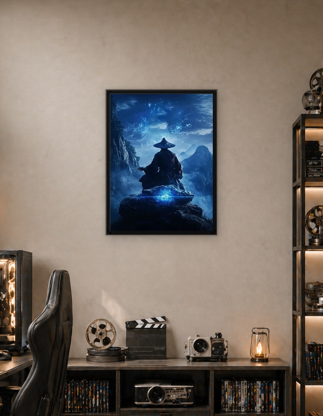 Meditating Monk Mountain Landscape
