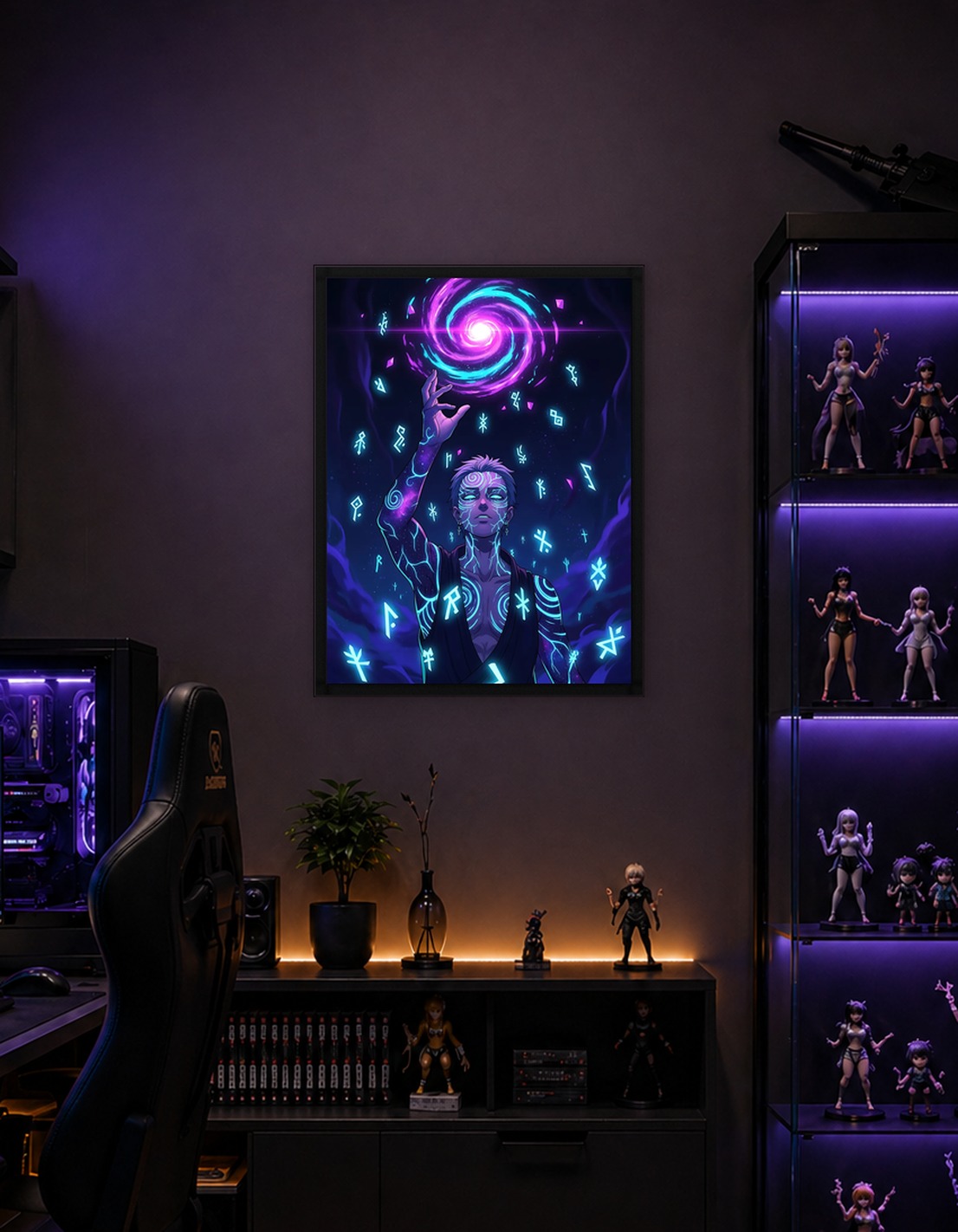 Mystic Figure with Galaxy and Runes