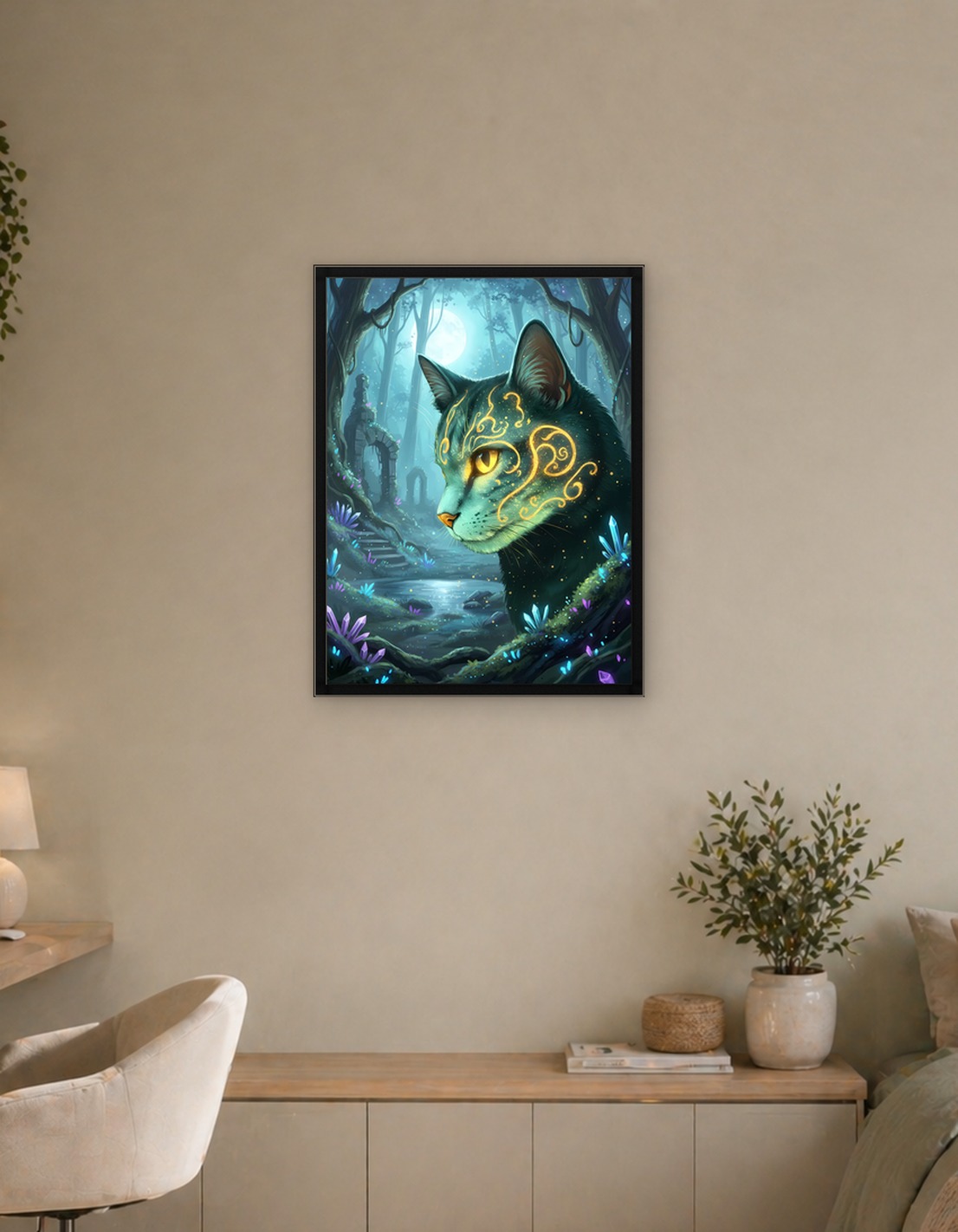 Mystical Cat in Enchanted Forest