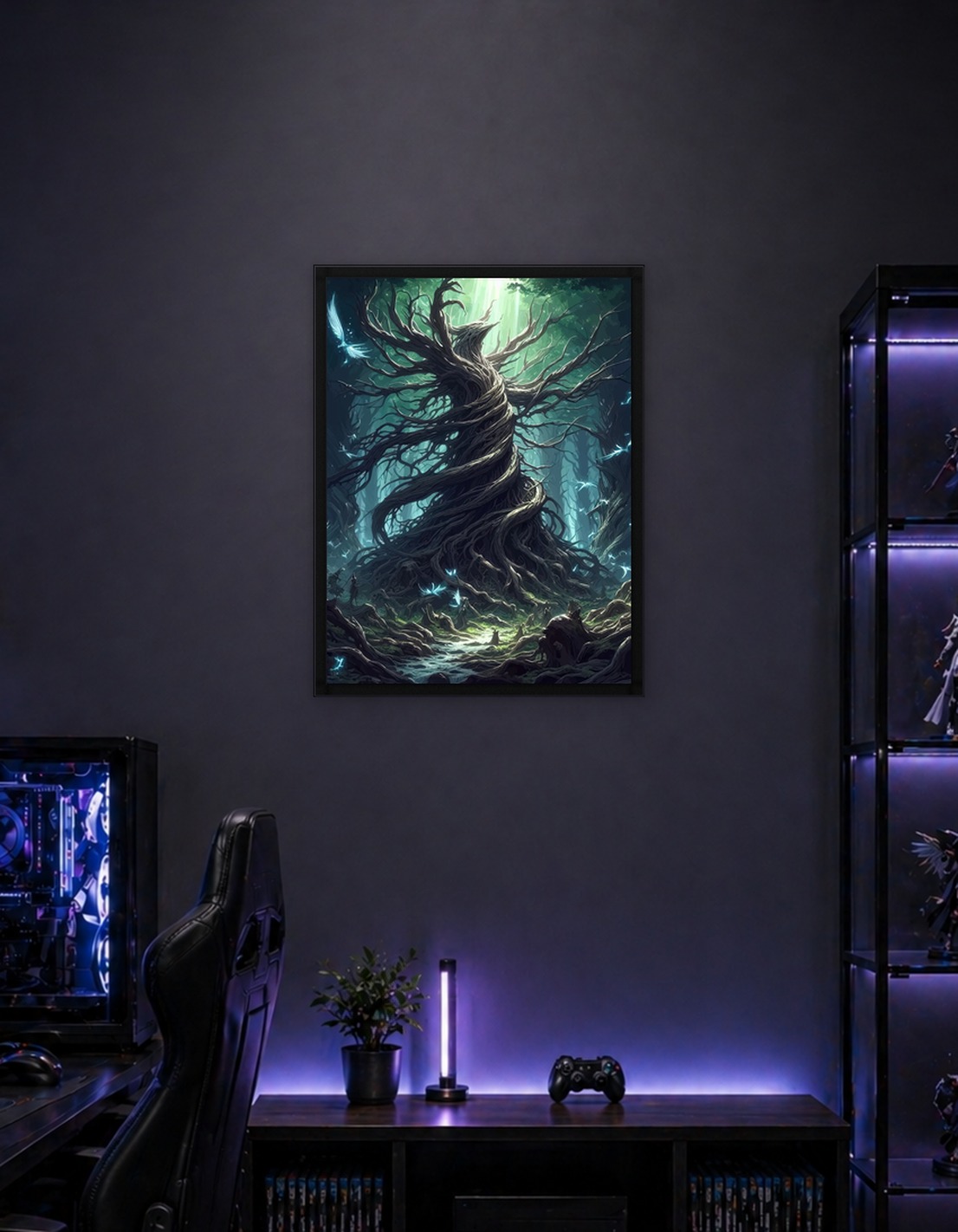 Mystical Forest with Ancient Twisted Tree