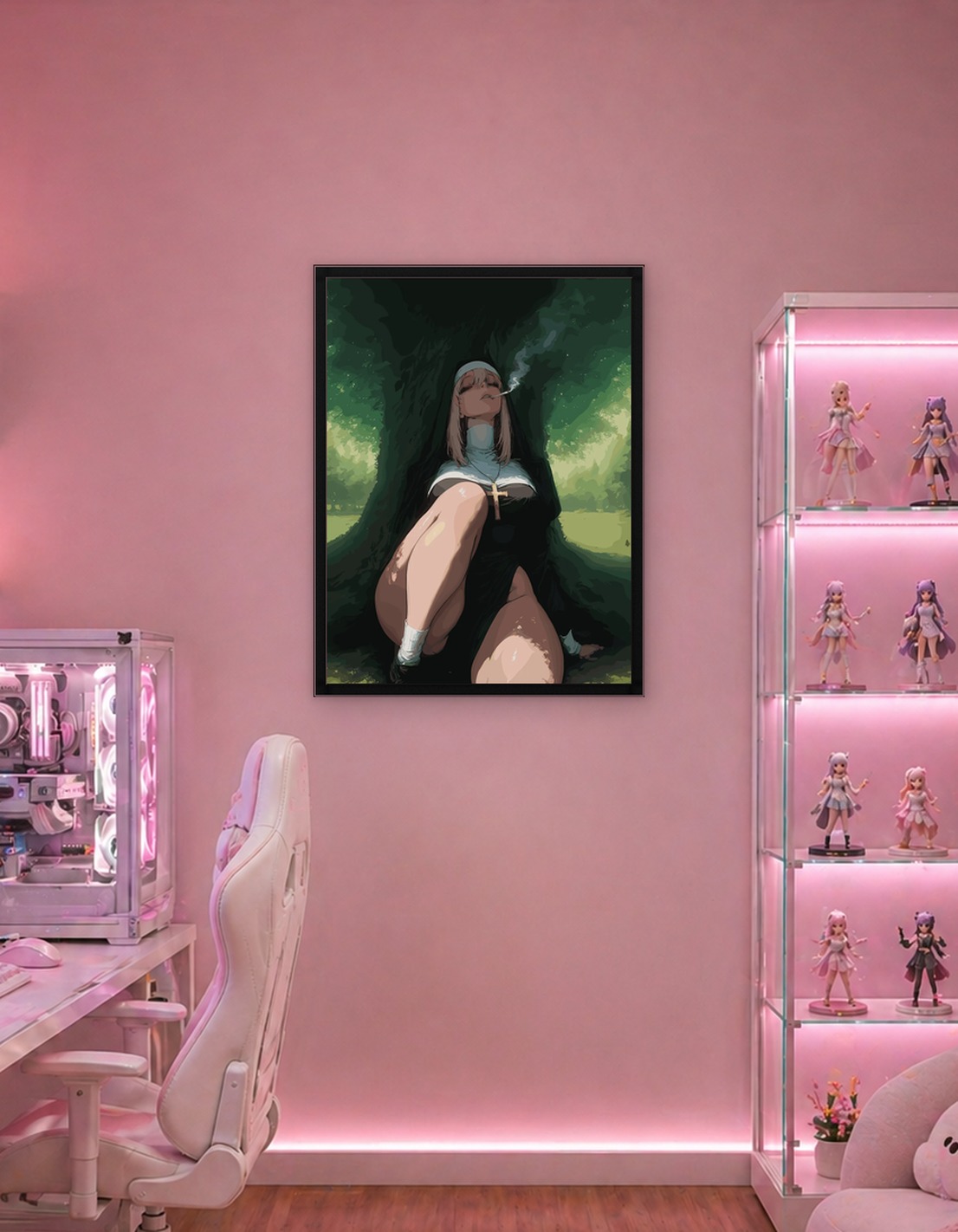 Nun Smoking Under a Tree