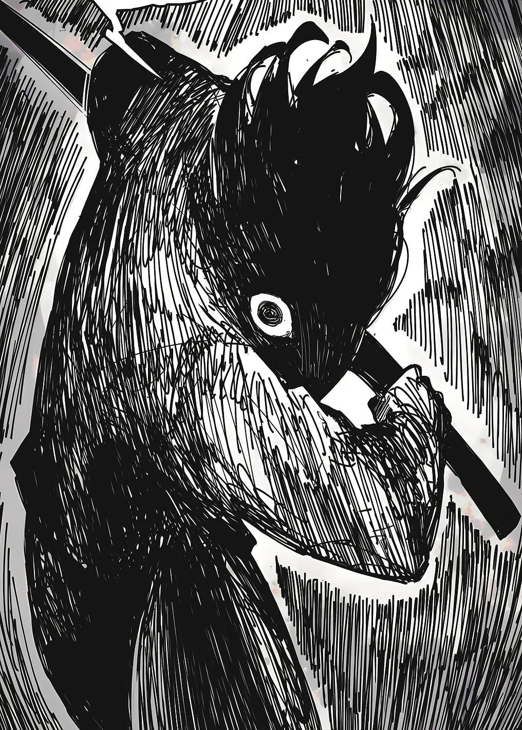 Monochrome Figure with Weapon
