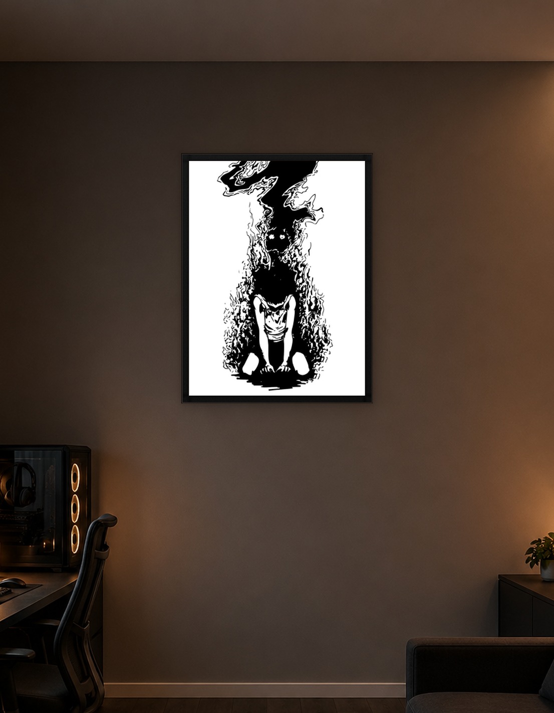 Monochrome Figure with Dark Energy