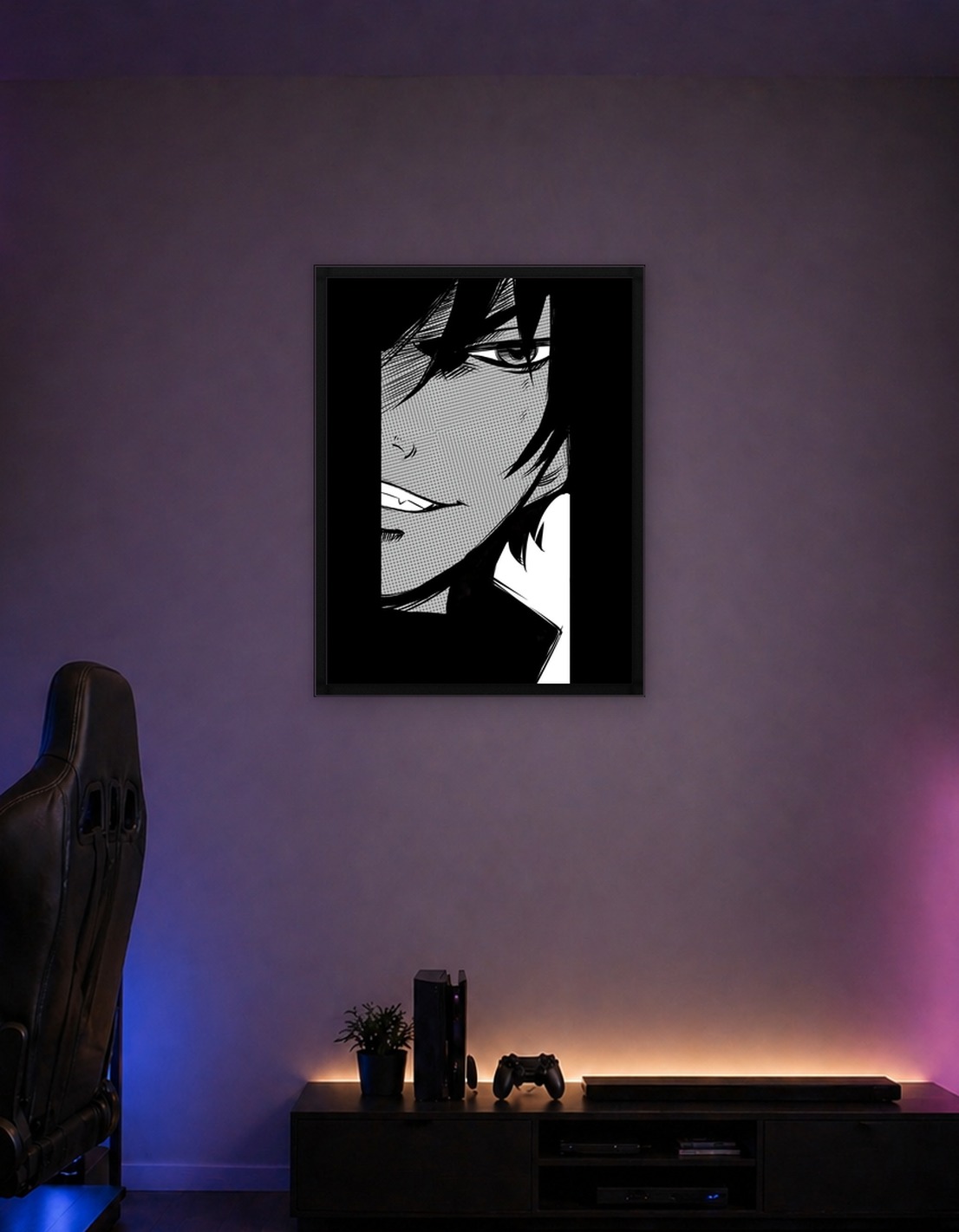 Monochrome Manga Character Portrait