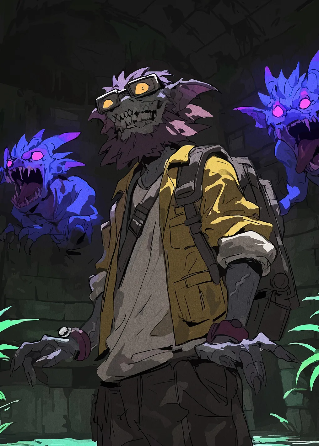 Monster Tourist with Glowing Companions