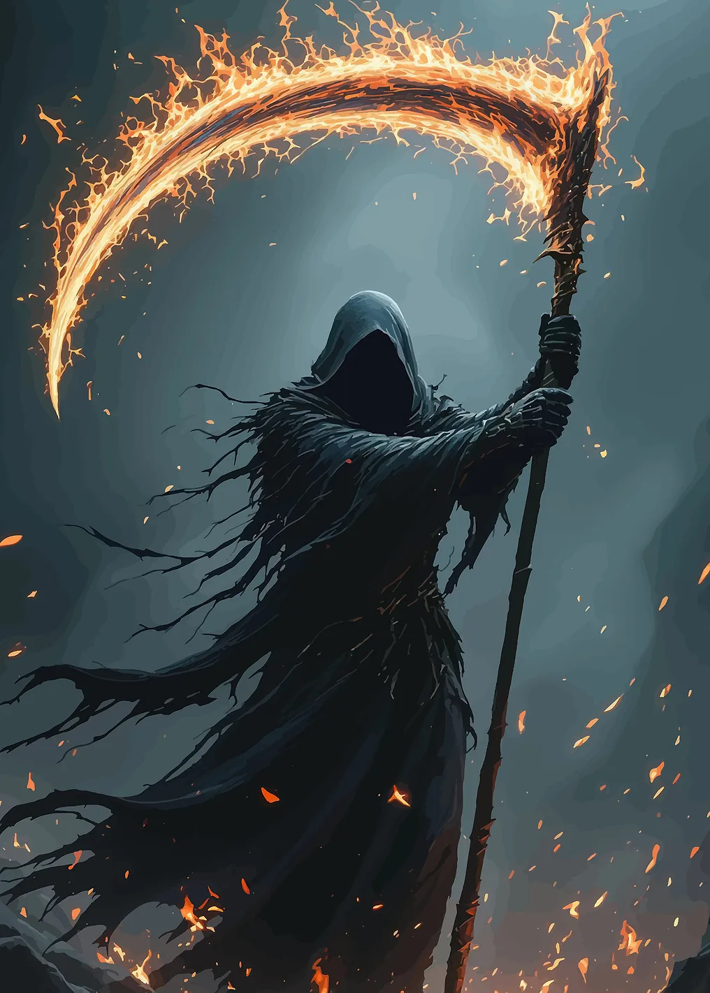 Grim Reaper with Fiery Scythe