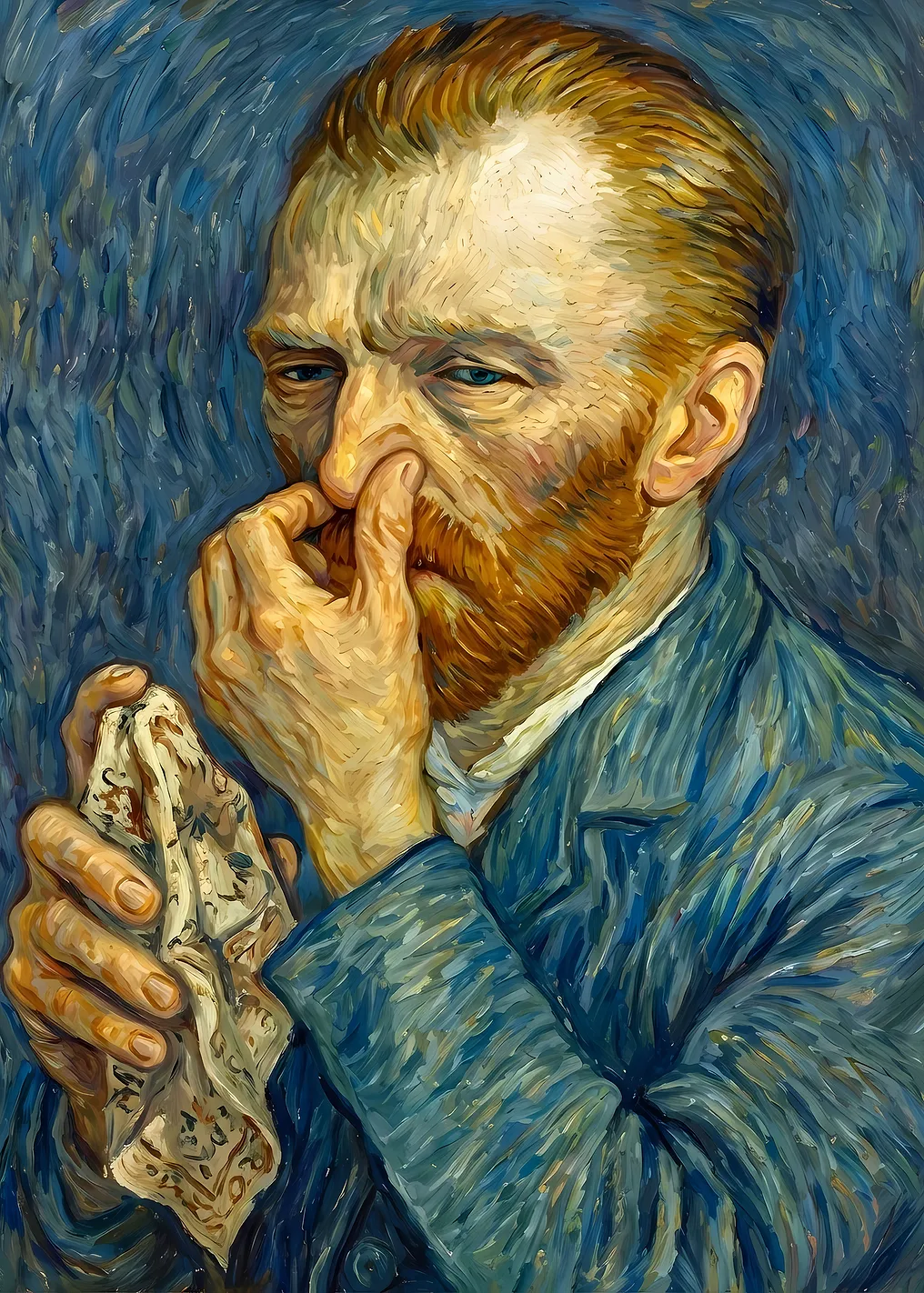 Мужчина с платком, картина маслом