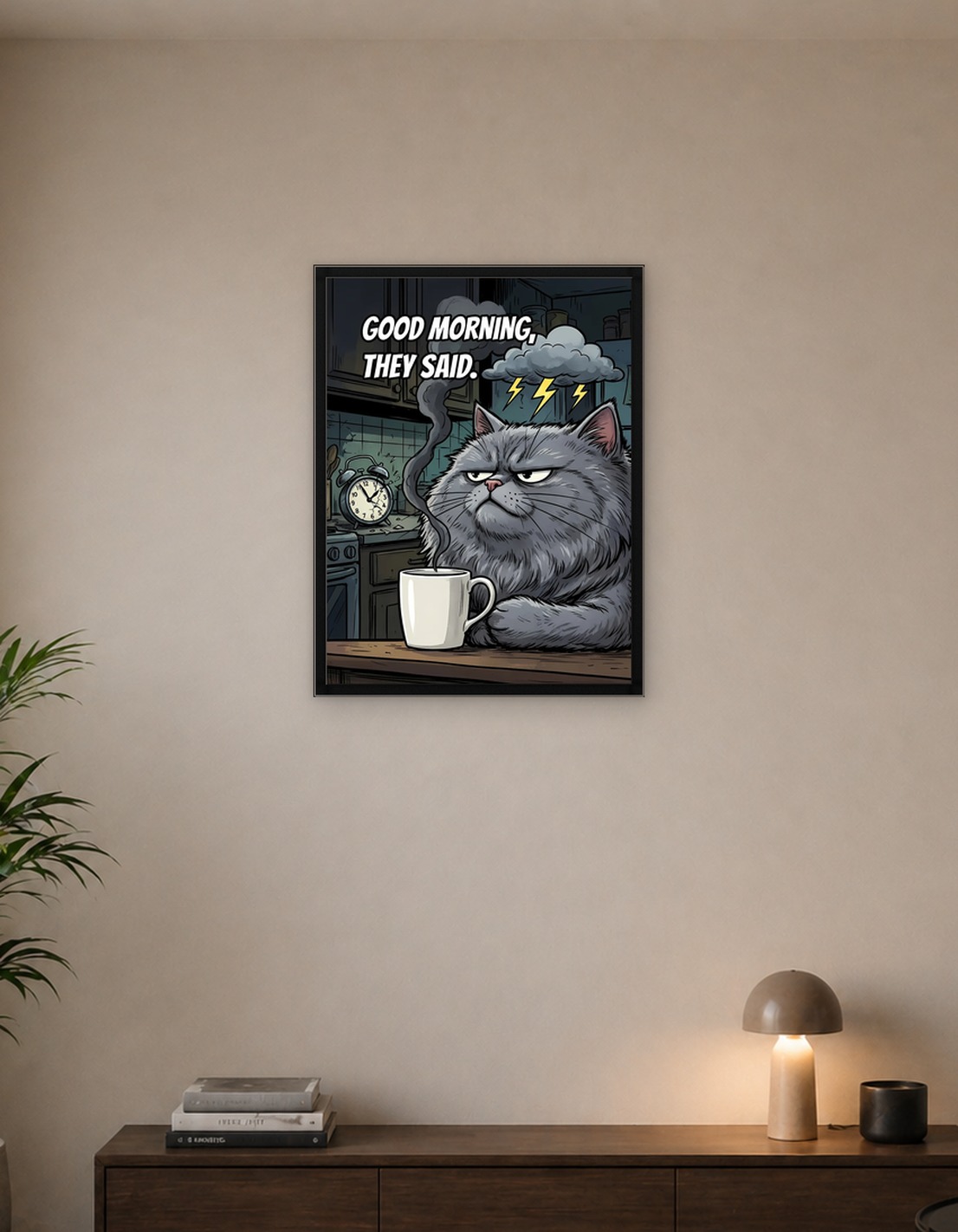 Grumpy Cat Morning Coffee Cartoon