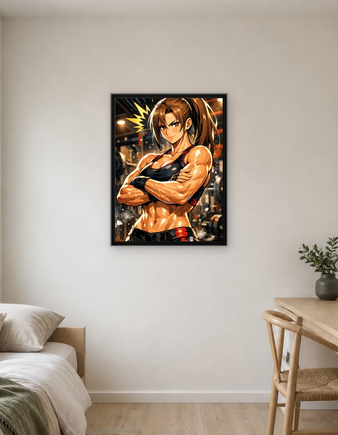 Muscular Anime Woman in Gym