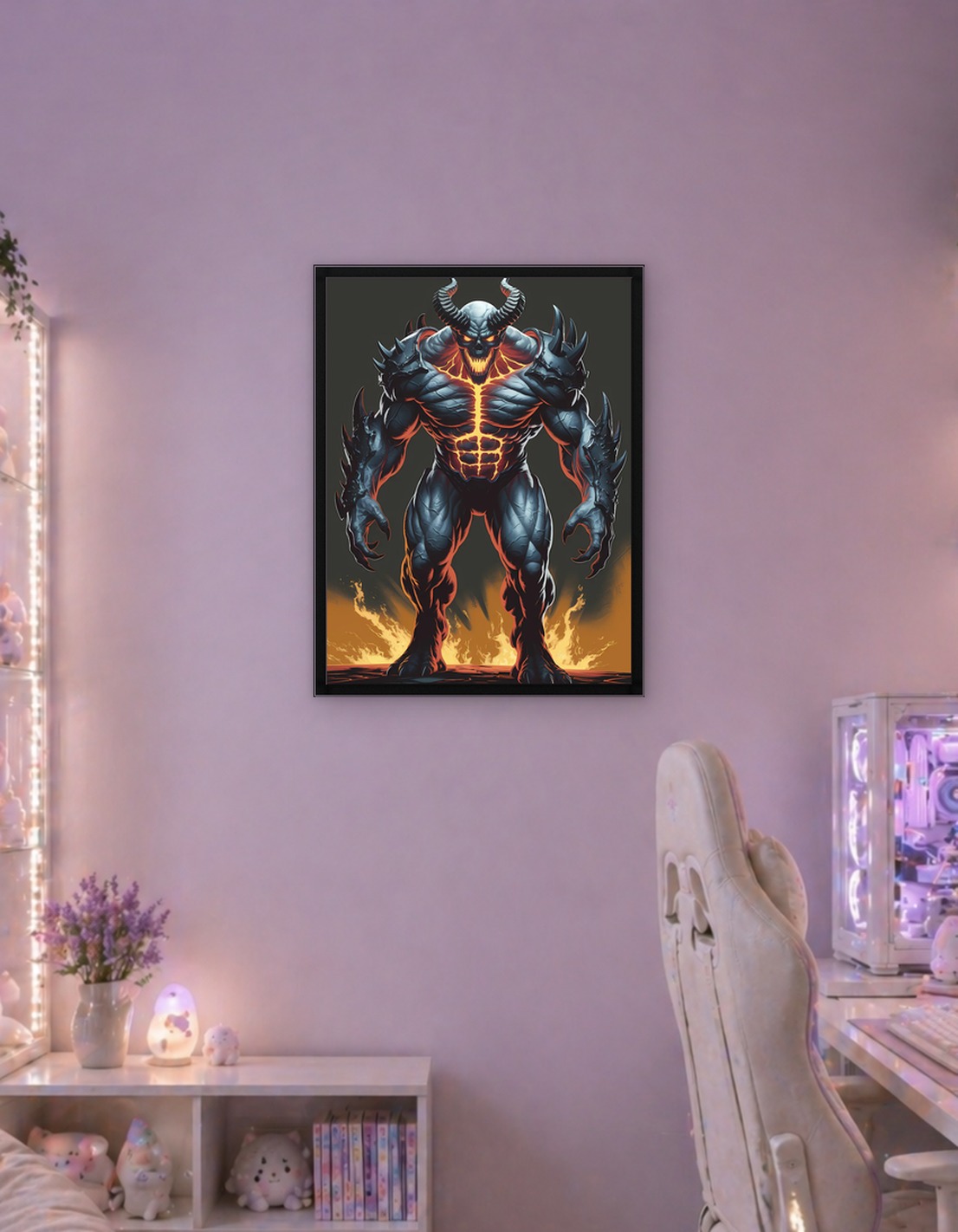 Muscular Demon with Horns and Fire