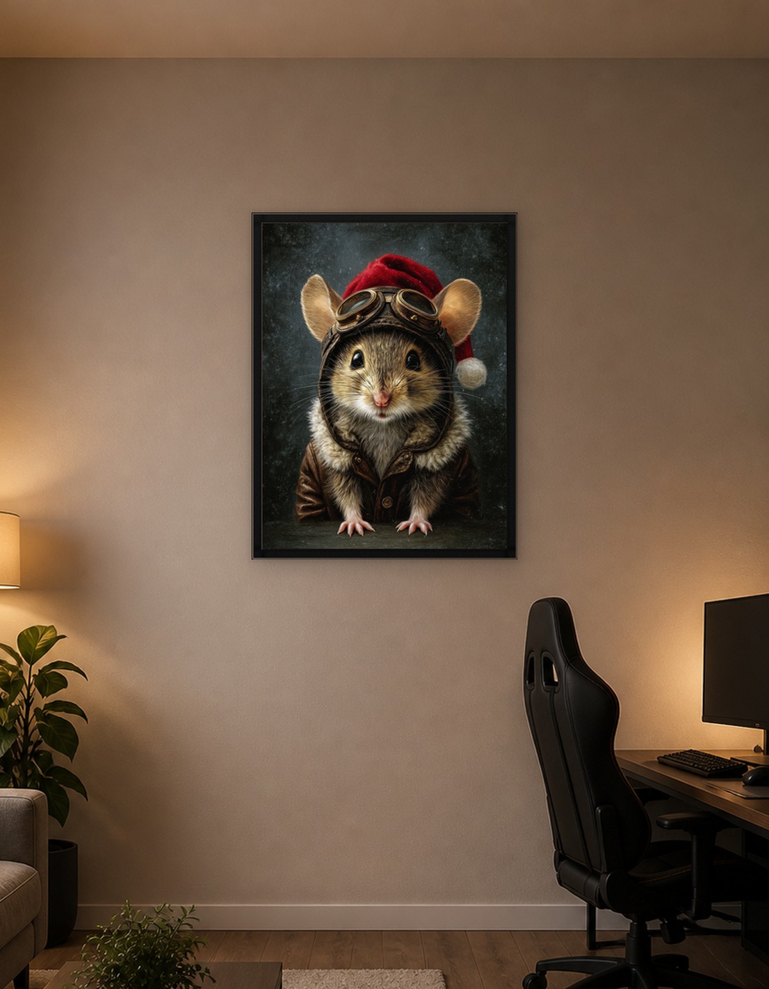 Mouse pilot in aviator gear