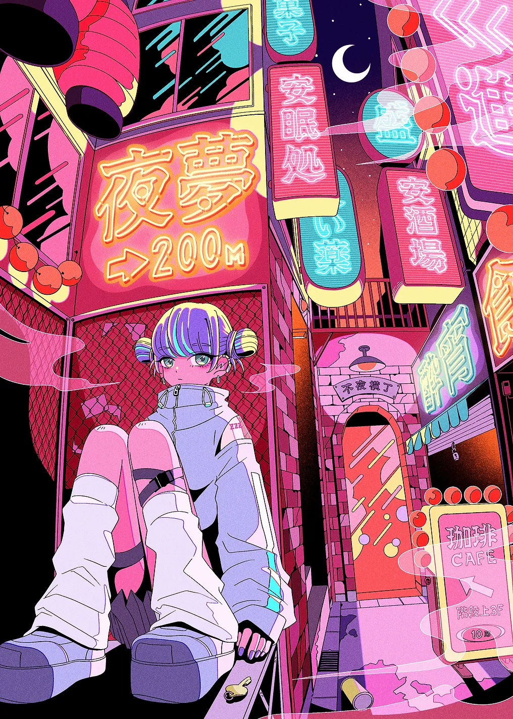 Neon Alley Anime Girl