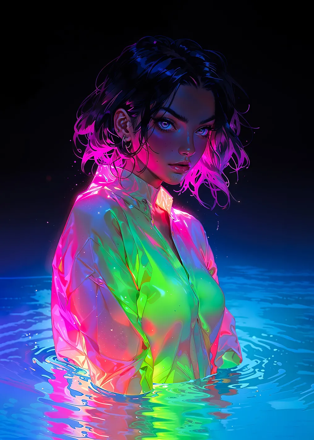 Neon Girl in Water - 8931710