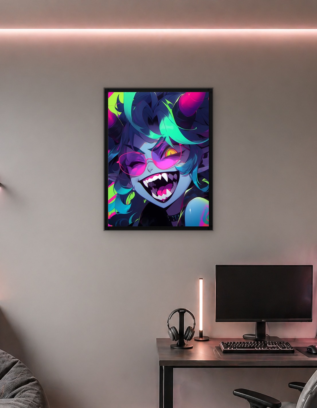 Neon Demon Girl with Horns