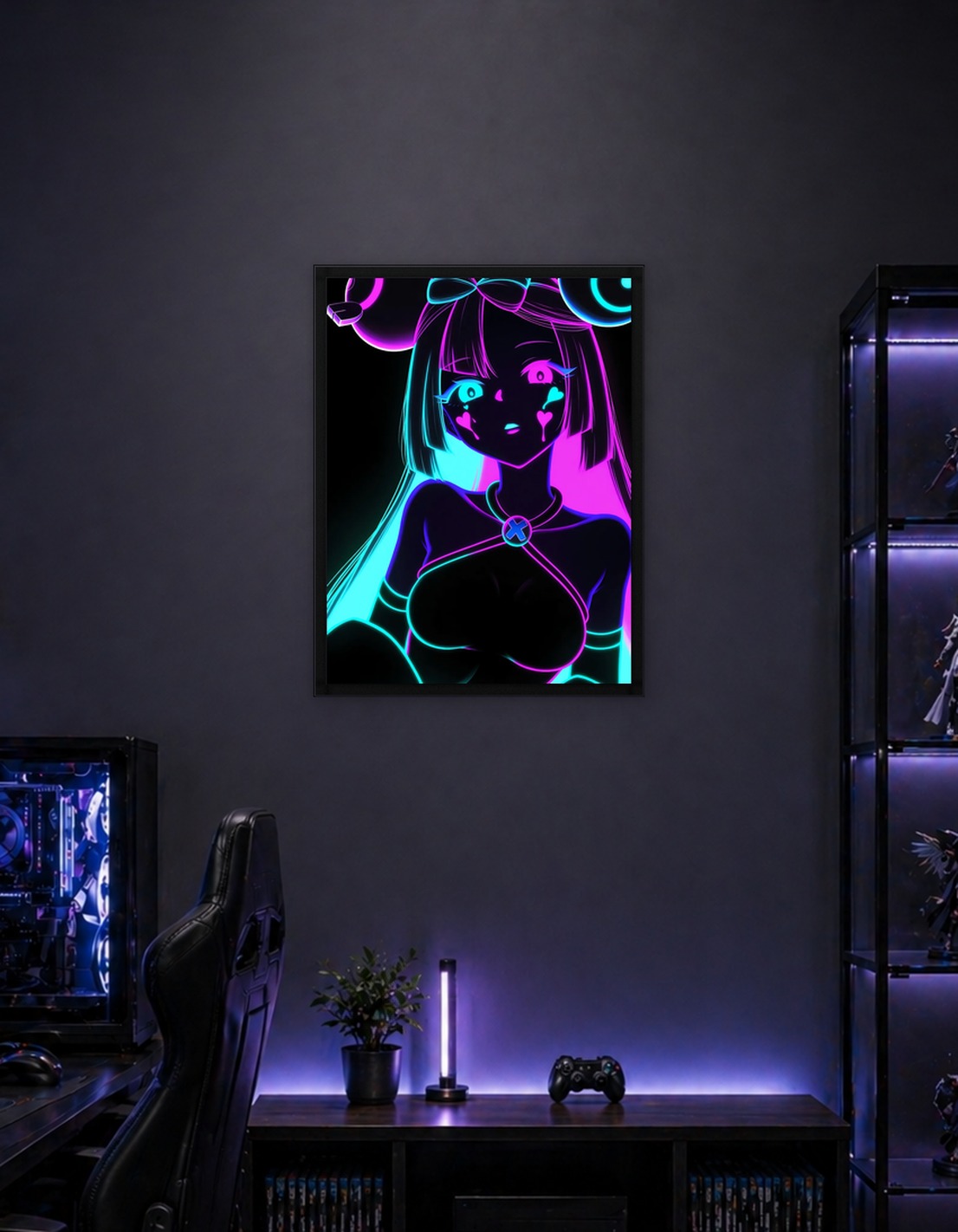 Neon Anime Girl Portrait - 8793594