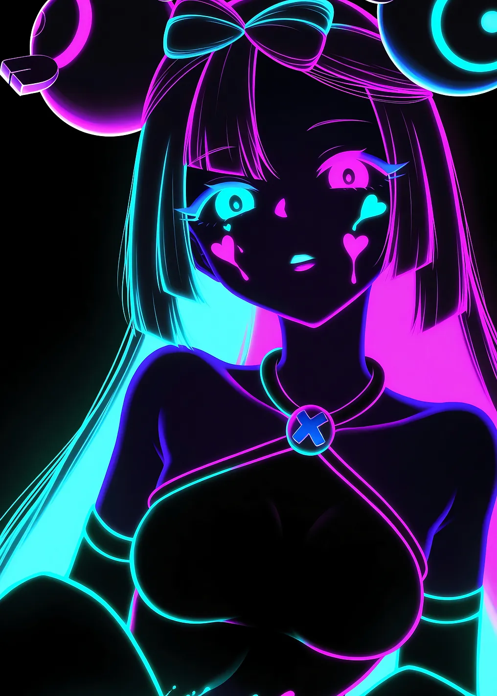 Neon Anime Girl Portrait - 8793594