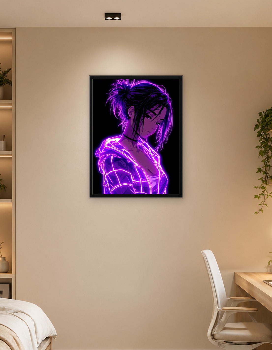 Neon Anime Girl Portrait - 8969087