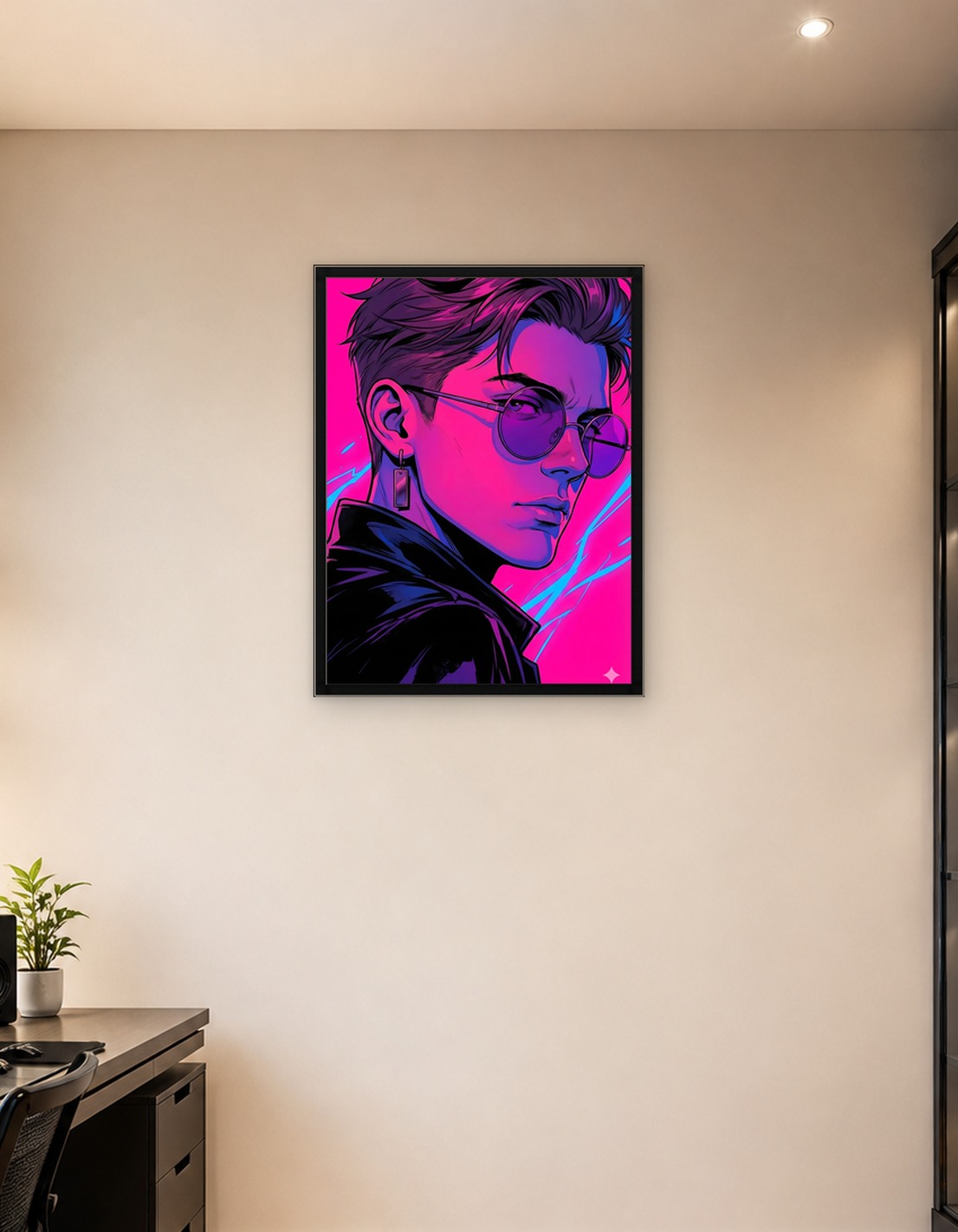 Neon Portrait of a Stylish Man
