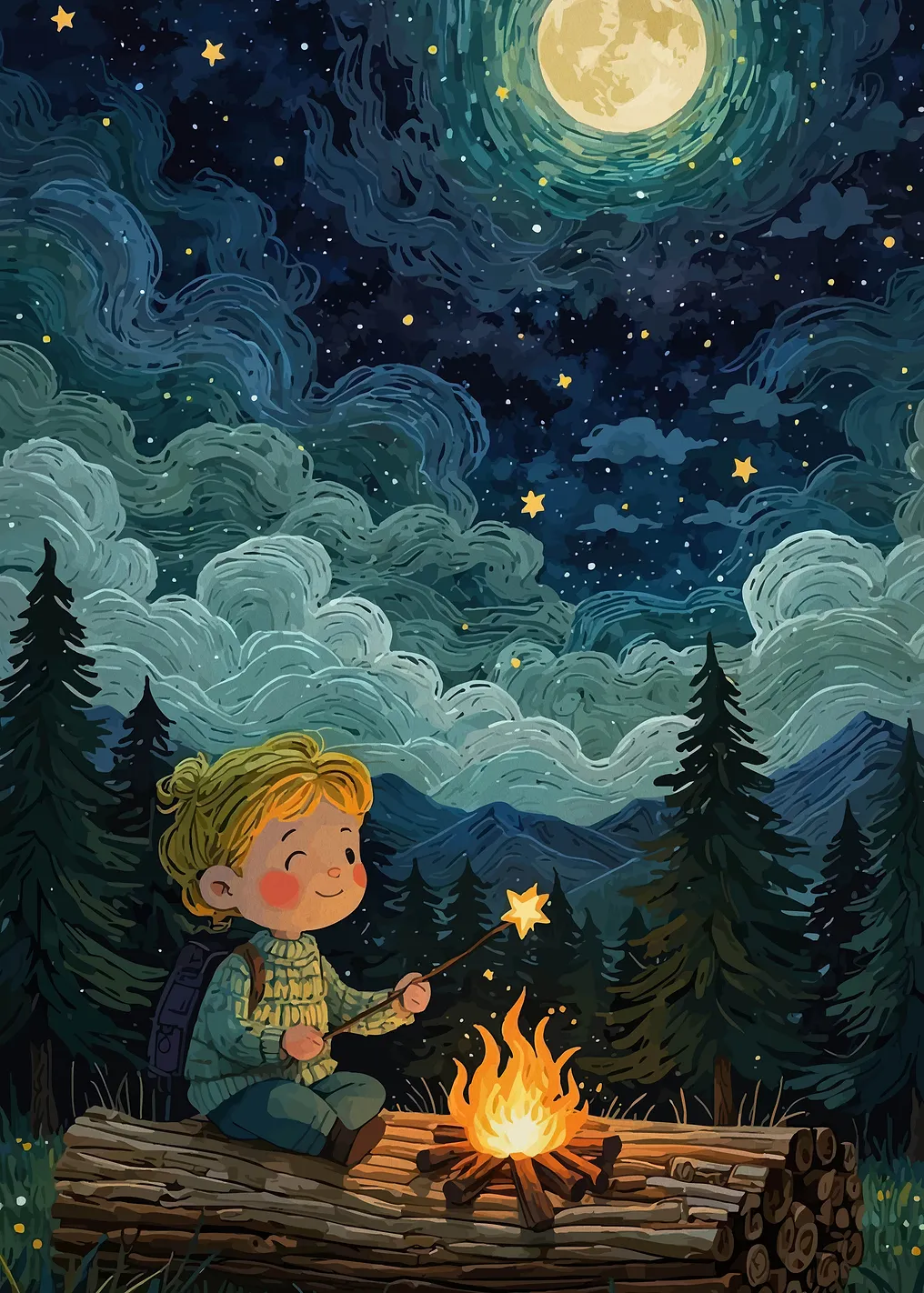 Night Campfire Child
