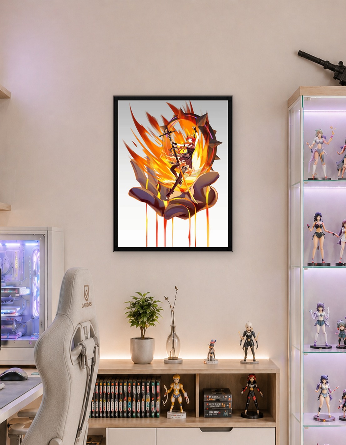 Fiery Anime Girl with Sword