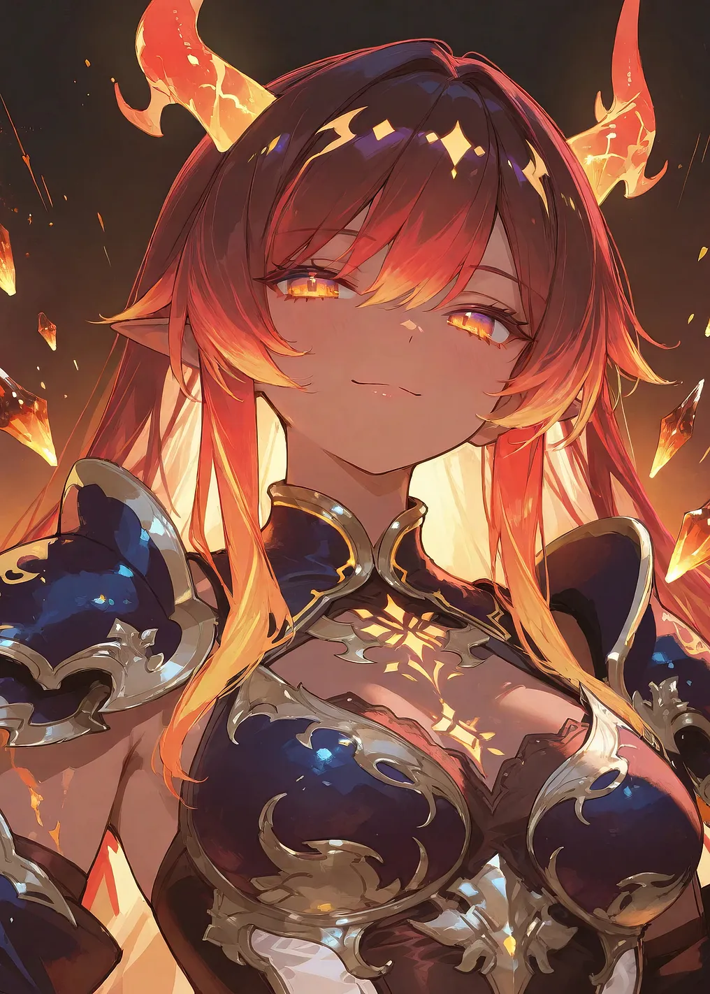 Fiery Demon Girl in Armor